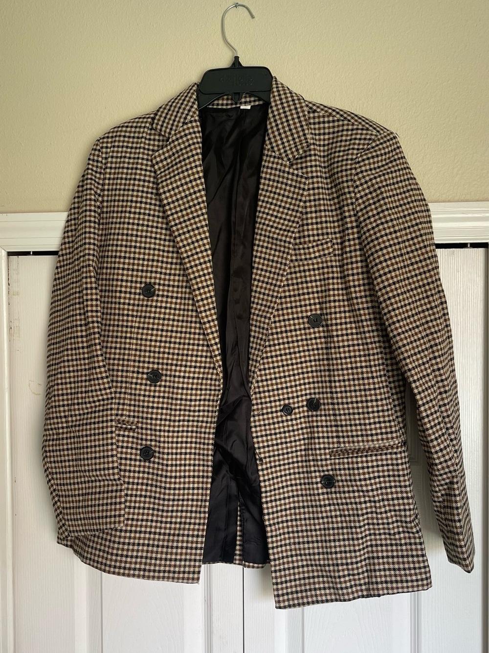 Charlotte Russe Double-Breasted Houndstooth Blazer - Brown & Black